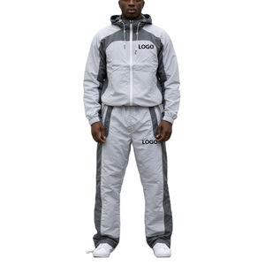 Ensemble deux pièces de survêtement léger coupe-vent en nylon avec veste zippée et pantalon de jogging – Fabricant - Product Image 1