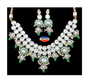 ชุดสร้อยคอเพชรแบบดั้งเดิมคุณภาพพรีเมี่ยมสำหรับผู้หญิงเครื่องประดับที่สง่างามของชนเผ่าที่มีดีไซน์ที่ซับซ้อนส่งตรงจากอินเดีย - Product Image 1