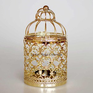 Linternas decorativas para el hogar de muchos tamaños para diseñador de mesa, aspecto elegante, tarro y soporte para velas con acabado antiguo de latón lujoso - Product Image 3
