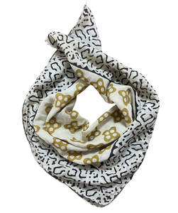 Organic Cotton Handmade Block Printed <b>Square</b> Bandana <b>Scarf</b> Floral Pattern Natural Dyed Vibrant Color Breathable High Quality - Product Image 4