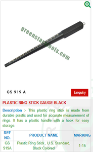 Black GS 919A Plastic Ring Stick <b>Gauge</b> Jewelry <b>Tools</b> for Accurate <b>Measurement</b> of Jewellery Size - Product Image 2