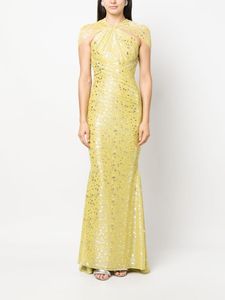 Vestido de noche de satén Antiestático de lujo con lentejuelas sin mangas cuello Halter silueta recta para fiestas de graduación eventos formales - Product Image 4