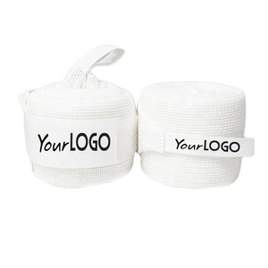 White Boxing Hand Wraps Custom Logo Elastic Wrist Support for Kickboxing MMA Muay Thai <b>Training</b> and Fitness Gym Use - Product Image 6