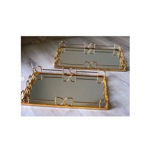 Elegant Decorative Display Trays Made of Metal <b>Mirror</b> Tray Rectangular <b>Tabletop</b> Tray at Attractive Price by Indian Metal World - Product Image 4