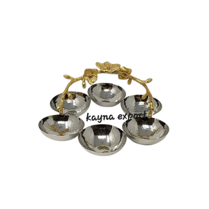 Elegante Tazón de Servir de Acero Inoxidable Moderno y Lujoso con un Hermoso Diseño de Rama de Metal Dorado para Regalos Empresariales - Product Image 2