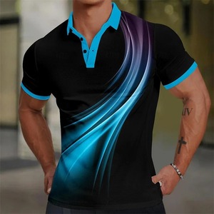 Nouveau polo imprimé en 3D 100% coton pour hommes hauts décontractés à manches courtes t-shirts surdimensionnés colorés - Product Image 4