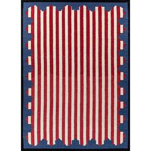 พรมขนสัตว์ทำมือขนาดใหญ่ลายทางสีแดงส้มแบบทอเรียบ รุ่น ADWL-13202 สำหรับตกแต่งบ้าน - Product Image 1