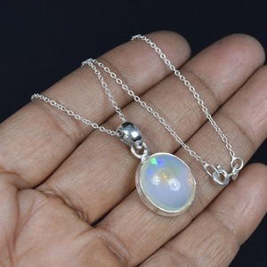 <b>Opal</b> Gemstone Jewelry for Women Silver Boho Style Pendant Jewelry 925 Sterling Silver Trending Handmade Pendant <b>Gift</b> for Mom - Product Image 1