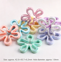 Perles en acrylique UV de 43 mm, couleur unie, en forme de fleur à 5 pétales, à trou droit, accessoires, perles d'espacement DIY, matériel pour élastiques à cheveux, perles en vrac