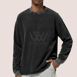 Venta al por mayor diseño personalizado básico ácido lavado sudadera para hombres Venta caliente nueva llegada hombres ácido lavado sudadera - Product Image 2