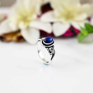 Anillo Clásico de Plata de Ley 925 para Mujer, Anillo Hecho a Mano con Piedra de Lapislázuli, Estilo Bohemio, Regalo para Mamá - Product Image 3