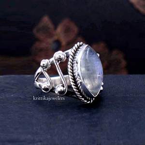 Anillo fino Unisex de Plata de Ley 925, ajuste de bisel de piedras preciosas de piedra lunar Natural, ideal para regalo de joyería de fiesta de aniversario de boda - Product Image 2