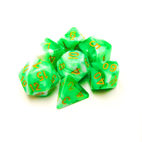 Jeu de dés polyédriques en résine à bords tranchants pour RPG Dungeons & Dragons, logo personnalisé, écologique, poids équilibré, 7 pièces, vert rose