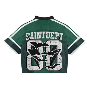 Colorblock Knitted Mesh <b>Crop</b> Jersey <b>Mens</b> Casual Sportswear <b>Top</b> Street Fashion Trendy Short Sleeve - Product Image 6