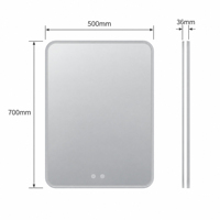 Miroir de salle de bain rétroéclairé avec capteur tactile, lumière LED anti-buée, personnalisable, fournisseur d'usine, vente en gros, 500 x 700, fabricants