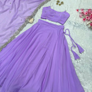 Último diseñador Georgette Lehenga Choli & Dupatta para mujer 2025 nueva moda de verano con trabajo sencillo - Product Image 1