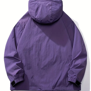 Chaqueta de poliéster de manga larga informal para hombre con cuello levantado, bordado con tapeta de cremallera, tela tejida no elástica - Product Image 2