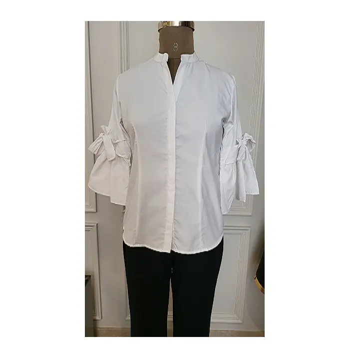 White raffle elbow sleeve 2022 New Latest Shirts For Women office wear shirts high quality in whole sale price