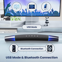 Haut-parleur de jeu à LED pour ordinateur de bureau Moniteur Bluetooth Entrée USB Haut-parleurs stéréo Son fluide Barre de son pour ordinateur
