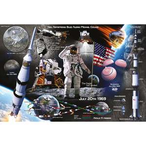 Modern Style Lunar Landing <b>Poster</b> Moon Landing Collage Design Made of Durable Paper for Wall Usage - Product Image 1