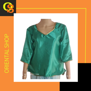 Top confeccionado con cuello de corazón, Media manga, color verde, patrón sólido, Top para niñas y mujeres, ropa de exportadores - Product Image 4