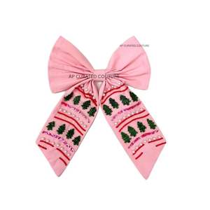 Meilleur Unique Haute Qualité Femmes Bowknot Grande Épingle À Cheveux Conception Simple Solide Couleur Perles Cheveux broderie Accessoires noël - Product Image 4