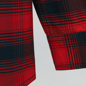 Camisa informal de manga larga para hombre, elegante, roja y negra, de alta calidad, 100% algodón teñido en hilo, camisa a cuadros - Product Image 2