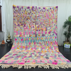 High Quality Boho Chic 6x9 Azilal Pink Berber Carpet Moroccan Rug Handmade Wool with High <b>Pile</b> Excellent for Cozy Room Space - Product Image 3