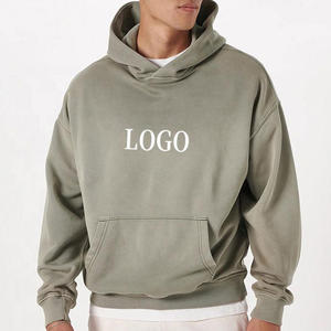 Wholesale Custom 100% Cotton Stonewashed Men's Hoodie with Winter 3D Logo Enzyme Washed Embroidered No String - Product Image 3