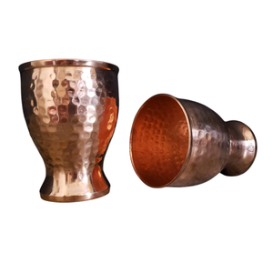 Hammered <b>Copper</b> Goblet-Style Drinking <b>Cups</b> with Curved Base for Elegant Home Serveware & Drinking Use - Product Image 1
