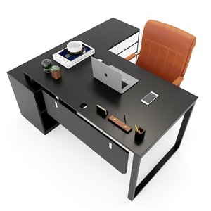 HBRT021-Escritorio Ejecutivo Moderno Minimalista de 160x160cm, Sistema Rectangular con Patas de Acero Ensambladas para Oficina o Dormitorio - Product Image 2