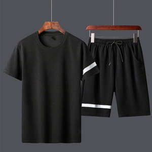 Ensemble de sport d'été pour homme, deux pièces, manches courtes et short, vêtements vintage, surdimensionné, respirant, en coton - Product Image 6