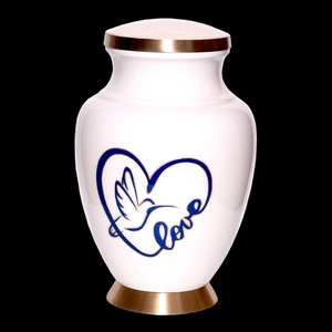 Urnes funéraires de crémation Lovely Cardinal Love Sign Design Grande taille 26 cms de haut Urne blanche - Product Image 2