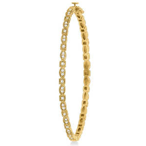 Vintage Style 0.55ct Pave <b>Diamond</b> <b>Bangle</b> <b>Bracelet</b> in 14k Yellow Gold - Product Image 3