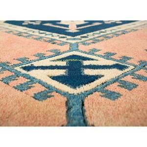 Tapis en laine noués à la main Nuray, motif géométrique abstrait, 9x12, pour couloir, salon, chambre, coloris rouge-orange - Pae-913 - Product Image 3