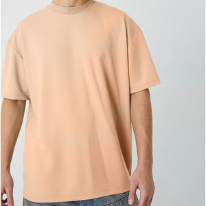 Marque De Luxe T-Shirt Hommes De Haute Qualité Street Clothing Solide Hommes T-shirt Surdimensionné-Pêche - Product Image 1