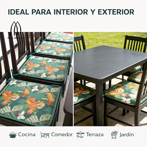 Cojín para Silla Repelente al Agua de 40x40x2 cm para Uso en Interiores y Exteriores, Fácil de Limpiar con Correas de Sujeción - Product Image 2