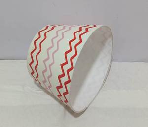 Abat-jour de lampe de table en tissu de lin rouge et blanc de luxe moderne de haute qualité, doux, avec anneaux supérieurs et inférieurs simples, pour douille E27 - Product Image 6