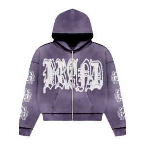 Baggy survêtement hommes coton polaire Polyester poids lourd confortable 500 GSM fermeture éclair à capuche surdimensionné survêtement hommes - Product Image 2