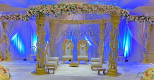 Elegante Mandap de Madera de Teca Tallado a Mano para Bodas - Magnífico y Glorioso Accesorio Decorativo para Bodas Hindúes con Fácil Montaje - Product Image 5