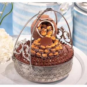 Bol de service au chocolat luxueux bol de chocolat design en argent pour les fêtes d'anniversaire de mariage et le bol de service au dessert au chocolat - Product Image 3