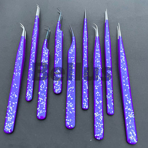 Pro Lash Angle Grip Tweezers Set Punta de microfibra 45 60 75 90 grados Herramientas de extensión de pestañas con logotipo personalizado para técnicos de pestañas - Product Image 1