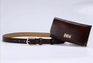 Cinturón de Cuero Genuino para Mujer, Cinturón Casual de Cuero Vacuno con Bolso, Hebilla de Aleación, Cinturón de Cintura - Product Image 5