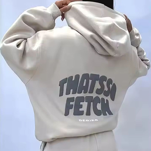 Sweat à capuche personnalisé sans ficelle pour femmes d'automne 3d logo Puff Print Hoodies - Product Image 2