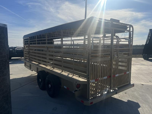 Delco 6'8'' X 20' Gooseneck Cattle <b>Trailer</b> With Roof Cover Tan Color - Product Image 6