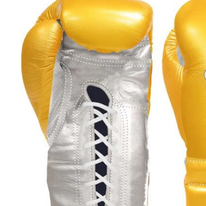 Gants de boxe à lacets Winning en cuir premium or et argent, gants de boxe professionnels pour l'entraînement et les combats, 8oz 10oz 12oz 14oz - Product Image 5