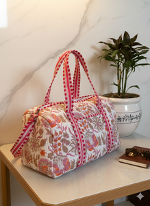 Sac de voyage en coton imprimé à la main, patchwork multicolore indien, fermeture éclair, écologique, durable, léger, luxueux, grand format - Product Image 2