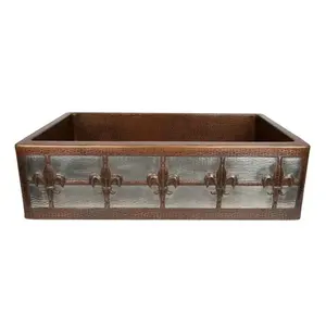 Évier de cuisine Design classique vente chaude évier de salle de bain en cuivre de qualité supérieure avec gravure à la main vente chaude - Product Image 1