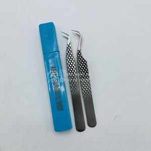 Professional Japanese Sustainable Stainless Steel Eyelash Tweezers With Grey Diamond Grip And <b>Hook</b> Pointed Fiber Tips BY ASI - Product Image 4