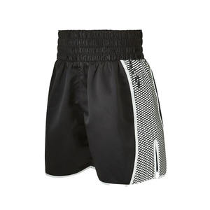 Pantalones cortos de boxeo brillantes de Material de poliéster negro para hombre, novedad, más cómodos, a la venta, ropa de artes marciales personalizada - Product Image 5